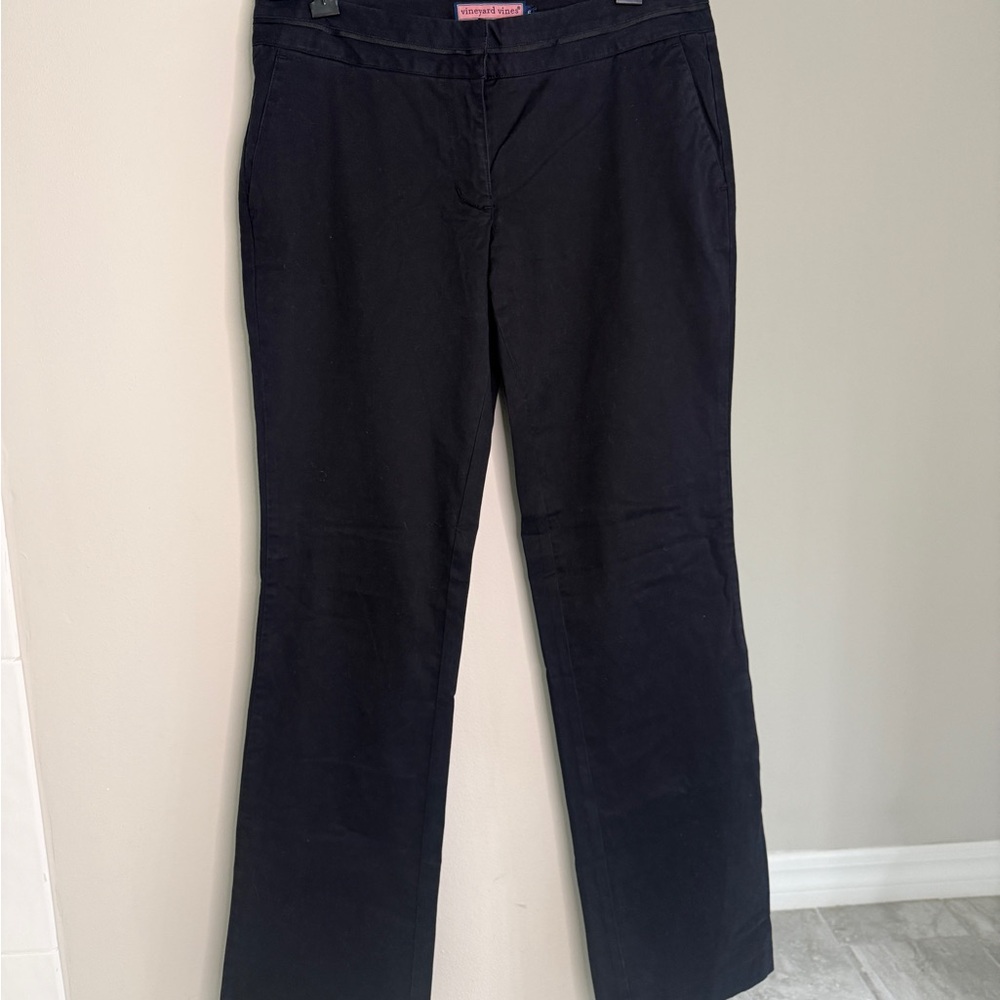 Vineyard Vines Black Flat Front Women's Slim Chino Boot Cut Pants Sz 6